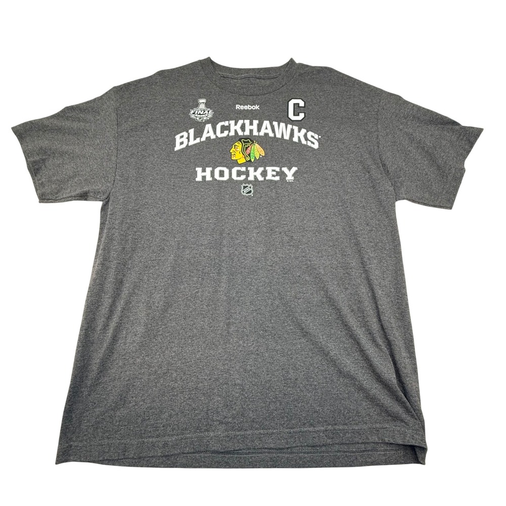 Reebok Chicago Blackhawks Jonathan Toews Stanley Cup Final T-Shirt Gray XL NWT